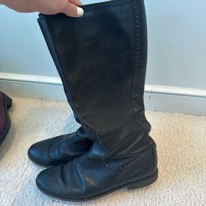 Frye Black Leather Heeled Boots